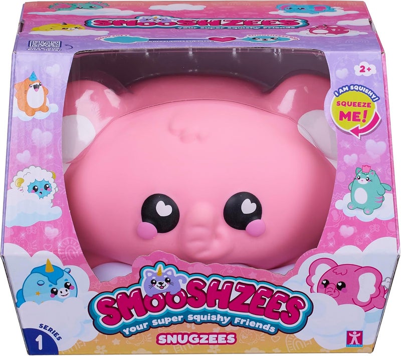 Smooshzees Snugzees, Bubblez, Pink Elephant, Collectable Characters, Supersoft, Cuddly and Squishy! - Image 1
